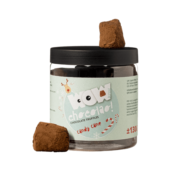 Pot cadeau de truffes de Noël Candy Cane 130g | Chocolat menthe poivrée des fêtes