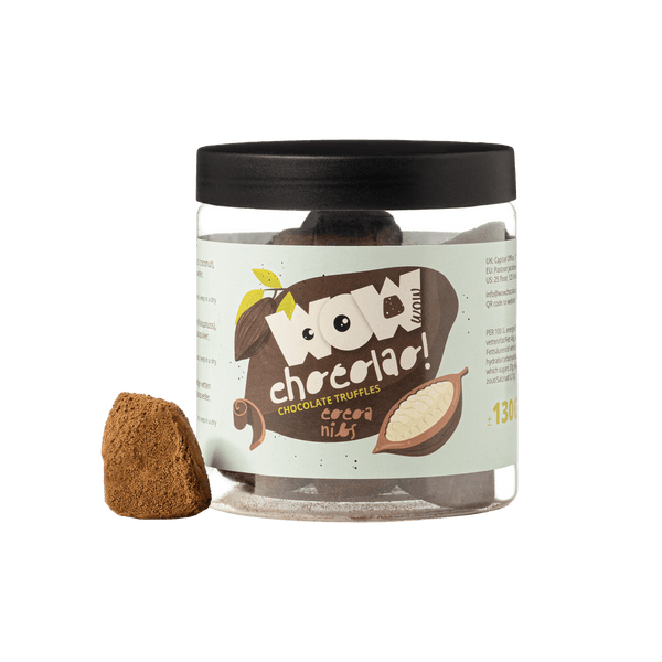 Pot cadeau de truffes au chocolat aux éclats de cacao 130g | Chocolat croquant au cacao