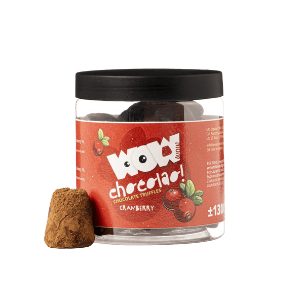 Pot cadeau de truffes au chocolat aux canneberges 130g | Chocolat fruité de luxe