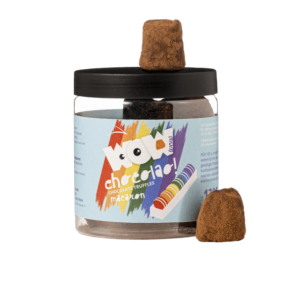 Pot cadeau de truffes au chocolat Macaron Pride 130g | Chocolat de luxe coloré