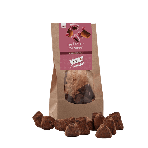 Truffes au chocolat macaron framboise - Sac biodégradable 130g