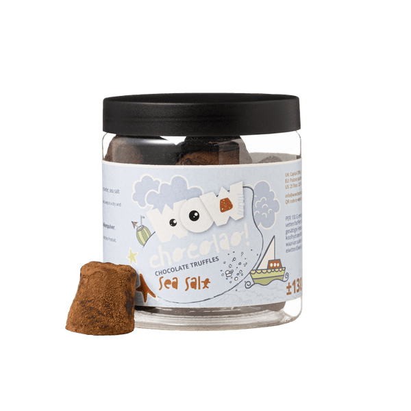 Pot cadeau de truffes été sel de mer 130g | Chocolat rafraîchissant