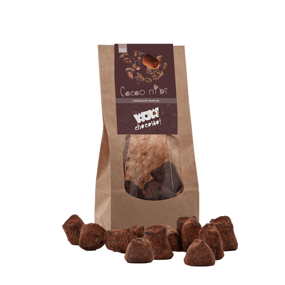 Cacao Nibs Chocolate Truffles - Biodegradable bag 130g - WOW Chocolao!