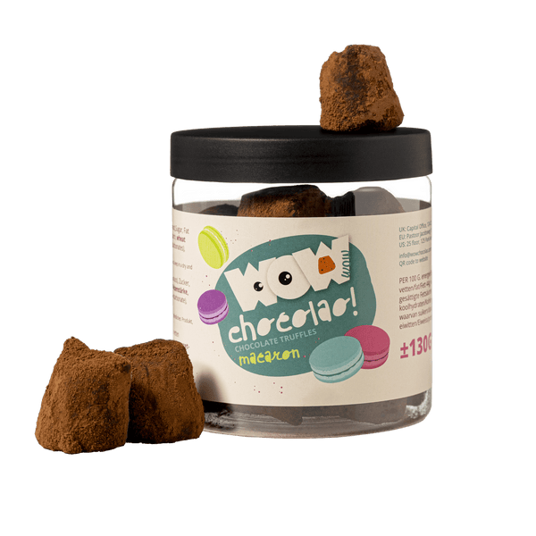 Pot cadeau de truffes au chocolat macaron 130g | Chocolat d’inspiration française