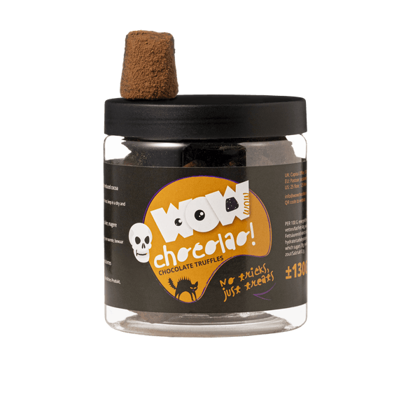 Pot cadeau de truffes Halloween Pas de farces juste des friandises 130g | Chocolat Halloween