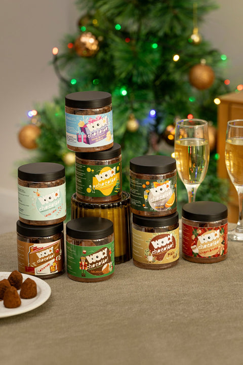 Plain Chocolate Truffles - Christmas Edition - Gifting jar 130g - WOW Chocolao!